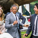Illustration for article titled Jeff Goldblum Poses for Couples Dinosaur Chase-Themed Wedding Photo